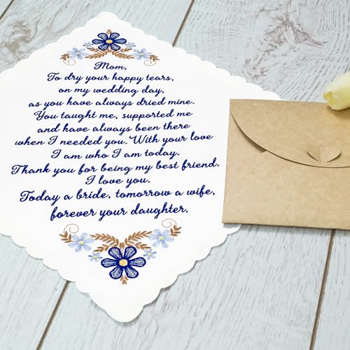 Mother of the Groom Gift Wedding Handkerchief Something Blue - color: Mom X 1 (Blue)