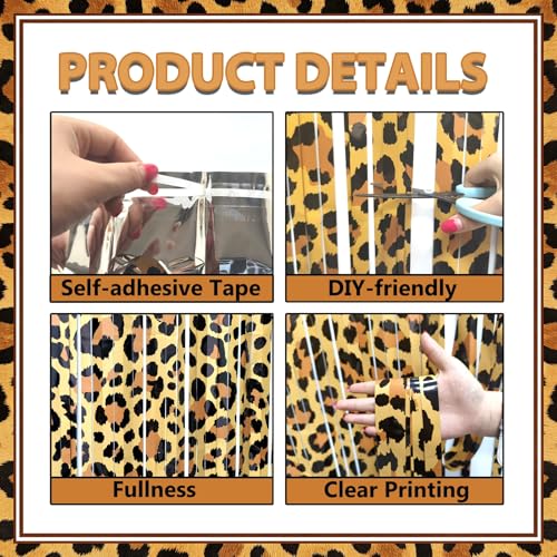 OQOQ Cheetah Print Fringe Backdrop 2 Pack, 3.3x8.2ft XL Leopard Print Decor - color: Cheetah Print
