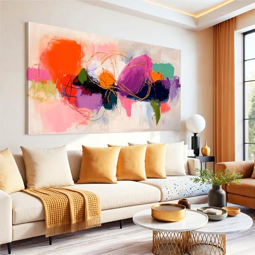 Modern Colorful Graffiti Abstract Wall Art For Living Room 24"X 48" - color: LAI-11C, size: 48"L x 24"W