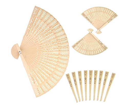 Sandalwood Hand Fans Set of 50 Folding Wedding Favor Gifts abanicos - color: Generic-50pcs