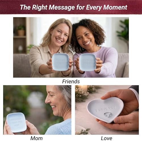 TOPIO Ceramic Jewelry Dish Tray – Handmade Premium Trinket Dish for Rings, Earrings & Necklaces – Decorative Jewelry Holder for Vanity, Nightstand, Gift for Mom, Friends, Her - color: Friend