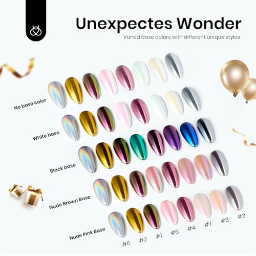 Beetles Chrome Nail Powder Set 8 Colors Mirror Effect Metallic - color: Multicolor-8