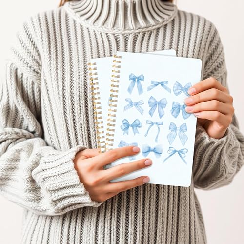 CNhoqc Lined Spiral Journal Notebook, 2 Pcs Blue Coquette Aesthetic Preppy - color: Blue