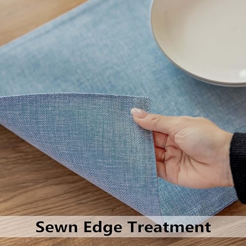 Demetex Blue Placemats Set of 4 Heat Resistant Place Mats Linen Cloth Placemat Dining Table Mats for Kitchen Plate Tables, Blue - color: Blue, size: Placemats set of 4