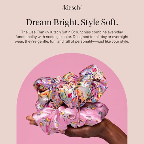 Lisa Frank x Kitsch Pillow Satin Scrunchies for Women - 2pcs - color: Lisa Frank