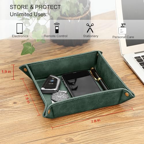 SITHON Valet Tray Desktop Storage Organizer Nightstand Caddy Holder - color: Dark Green