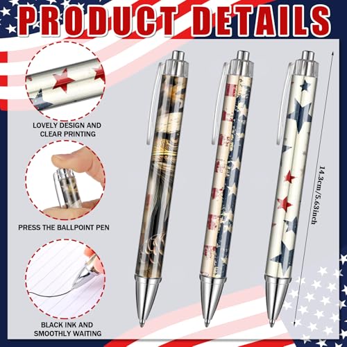 Resurhang 24 Pcs 250th Anniversary Patriotic Gifts Flag Notebook Pens - style: Independence Day