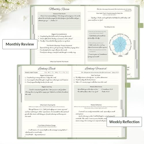SUNEE Christian Bible Study & Prayer Journal – Undated 6-Month Scripture Notebook for Daily Devotional & Faith Growth, Meaningful Religious Gift for Women, Men, Pastor or Graduation (Grey Green) - color: Grey Green