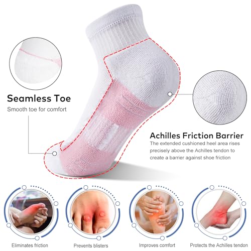 cuangya Women Athletic Ankle Cushioned Running Socks 6-Pairs - color: 5-pairs White a, size: 5-8