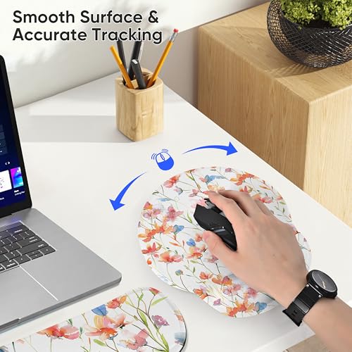 RICHEN 3 PCS Computer Mouse Pads for Desk with Coaster Set, Non-Slip Keyboard Wrist Rest and Mouse Pad Set, Ergonomic Design (YKMWR-52) - color: Ykmwr-52