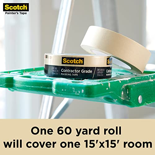 Scotch Painter's Tape Contractor Grade Masking Tan, Tape for General Use, Multi-Surface Adhesive Tape, 1.41 Inches x 60.1 Yards, 6 Rolls - size: 1.41" Width