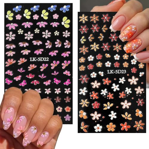 Colorful Flower Nail Stickers for Nail Art Nail Decals for Women - color: Colorful-02