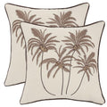 Embroidered Throw Pillow Covers 18x18 Pack of 2 Brown Coconut Trees - color: Brown Coconut Palm Trees