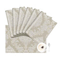 Loom and Mill Luxury Damask Jacquard Placemats Set of 6, Beige, 12x18 in - color: Beige, size: 6 Piece-12x18 inch