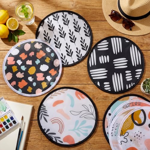 Gejoy 24 Pcs Abstract Botanical Folding Flying Disc Fans Handheld 8 Styles - color: Abstract Botanical