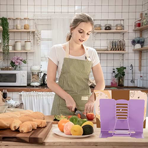 Metal Book Stand Adjustable Book Holder for Reading - color: Full Purple