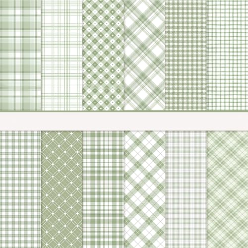 36 Sheets Scrapbook Paper 12x12 In Plaid Patterned Paper (Green) - color: Green