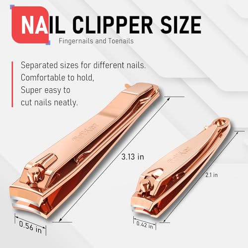 firiKer Nail Clippers with Nail File,Fingernail Clipper,Toe Nail Clippers - color: Rose Gold