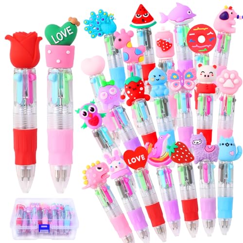 24PCS Valentines Fun Pens Cute Multicolor 4-in-1 Gifts Party Favors - style: Valentines-24pcs