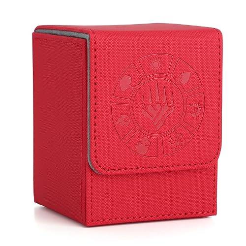 Arkeiliy MTG Deck Box 110+ Storage Sleeved Cards for Magic Commander - color: Red