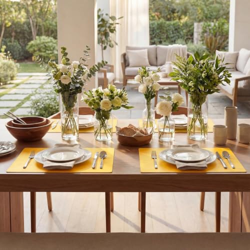 Artoid Mode Yellow Faux Leather Placemats Set of 4 - color: Yellow, size: 12" x 18", Rectangular Set of 4