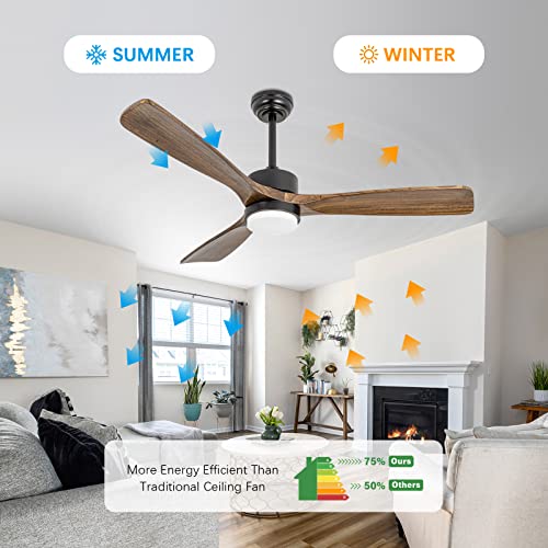 52" Solid Amber Wood Ceiling Fans with Lights and Remote Control - color: Amber wood ceiling fan