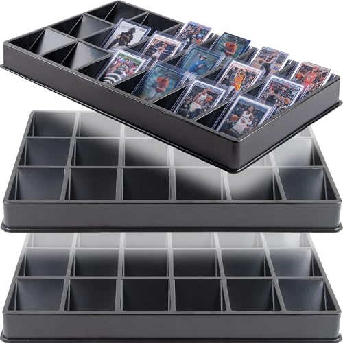 (3 Pack 18-Slot Toploder Trading Card Sorting Tray - Improved Design Compatible with Top Loaders, One Touch & Sleeved Cards