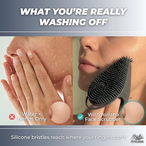 Avilana Silicone Face Scrubber — Dual Sided Facial Cleansing Brush with Nose Tip — Soft Face Exfoliator for Pore Deep Cleaning — Food Grade Face Wash Brush for All Skin Types (Lavender) - color: Lavender