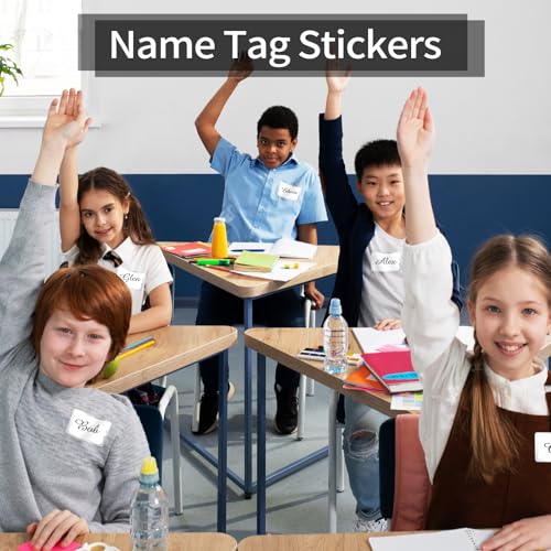 Starboling Name Tag Stickers, 200 Pcs 3"x2" Silver Plain Labels With Colorful Border for Office, Meeting, School and Home - color: Silver