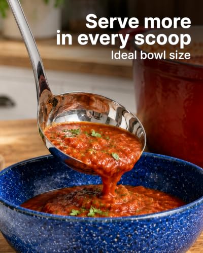 Zulay Kitchen Stainless Steel Soup Ladle - 13” Large Ladle for Soups, Stews & Sauces - Durable, Heat-Resistant, Rust-Proof & Dishwasher Safe Kitchen Utensil with Ergonomic Handle - size: Steel Ladle
