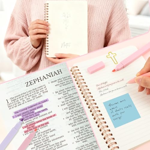 Bible Study Supplies Journaling Kit with Pen Cas, Tabs, Notebook and No Bleed Highlighter, Aesthetic Book Annotation Kit, Christian Gifts for Women Grils Friends(Spliced Flower) - color: Spliced Flower