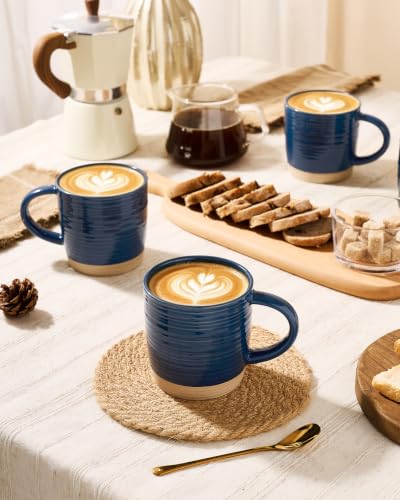famiware Coffee Mugs Set of 4, 13 oz Mug Set, Ceramic Cup Set with Handle - color: Constellation-Abysses Blue, size: 4 Count (Pack of 1)