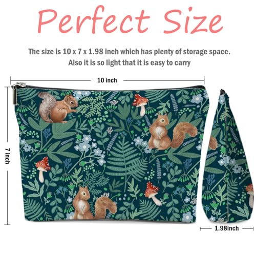 Forest Squirrel Makeup Bag, Botanical Squirrels Cosmetic Bag Travel Pouch - color: Multicolor 0141
