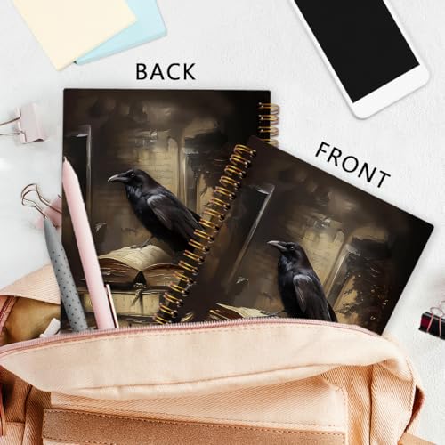 nvucamd Gothic Black Crow Spiral Notebook, Dark Academia Raven Book Journal Notebook, Moody Witchy Raven Journaling Notebooks for Women, Gothic Gifts Office Supplies, 5.5x8.3Inch - color: crow book