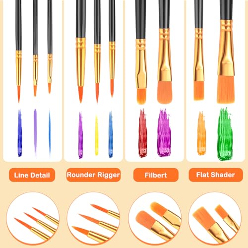 ESRICH 20PCS Paint Brushes, Paint Brush for Acrylic Painting - color: Black, size: 20