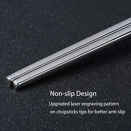 Metal Chopsticks Reusable Dazzling Rainbow Stainless Steel Chopsticks Titanium Plated Dishwasher Safe Fancy Laser Engraved Korean Japanese Chop Sticks Multicolor 2 Pairs Gift Set - color: Rainbow silver