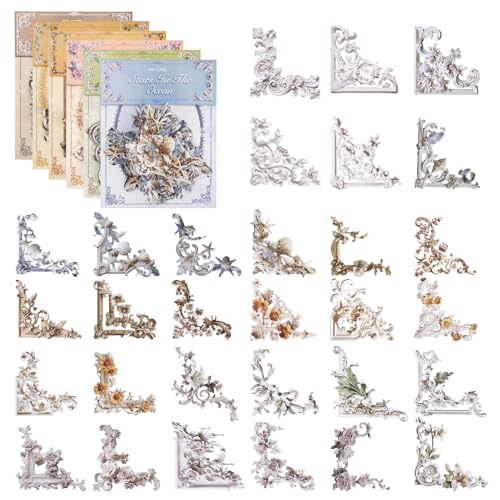 120 Sheet Classical Scrapbook Paper Set, 6 Packs Vintage Decorative Paper，for Letter Writing，Scrapbook paper，Junk Journal Supplies，DIY Collage，Card Making Supplies，Collage Background - color: G