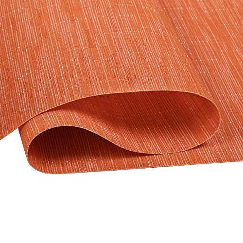 SHACOS Woven Vinyl Table Runner Indoor Outdoor 12x71 inch Kitchen Dining Table Runners Wipe Clean Washable PVC Table Runner, Orange - color: Orange, size: Table Runner 12 x 71 inch