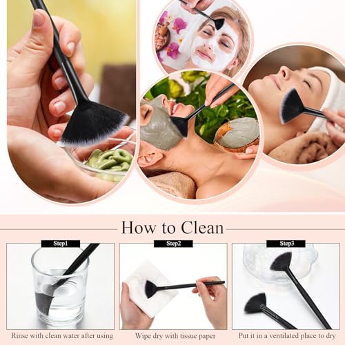 Maitys 9 Pieces Facial Fan Mask Brushes, Black with White - color: Black with White
