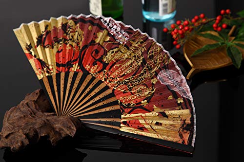 Terra Distribution Folding Fan [Japan Import] Hand Fans for Women Foldable, Japanese Fan, Unique Design, Handmade Bamboo, Silk Fan, 8.6" (22cm), Abanicos de Mano (740 (Phoenix, Dragon)) - color: 740 (Phoenix, Dragon)
