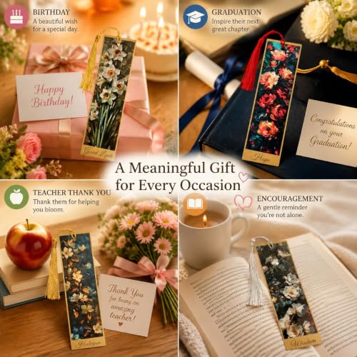 5Pcs Printed Paper Floral Vintage Oil Painting Book Marks with Tassels - color: Set F
