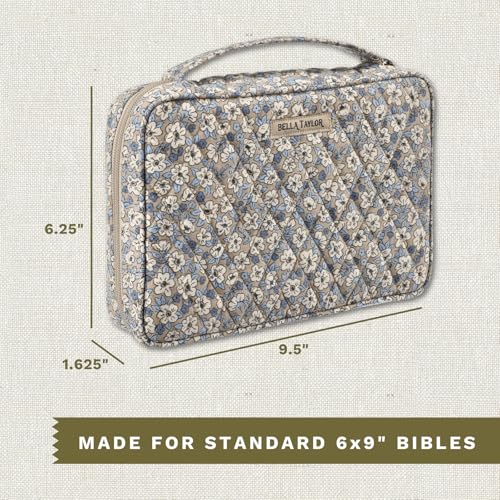 Bella Taylor Small Bible Cover, Quilted Bible Case, Khaki Floral - color: Khaki Floral, size: Small