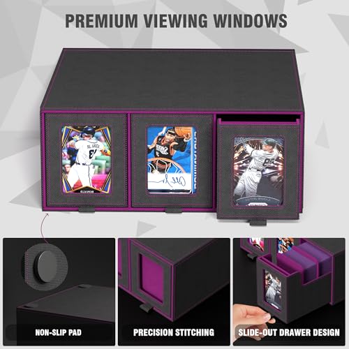 3-Drawer Trading Card Storage Box Holds 2500+ Cards (Purple) - color: Purple