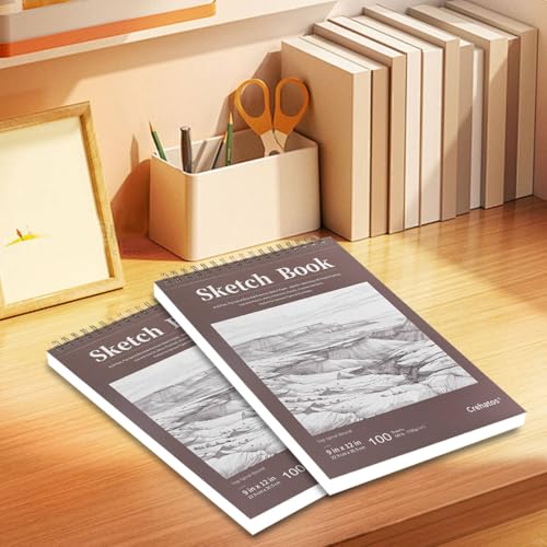 Crehatos 9" x 12" Sketch Book 100 Sheets Each, 2 Pack - size: 9" x 12" (2 Pack)