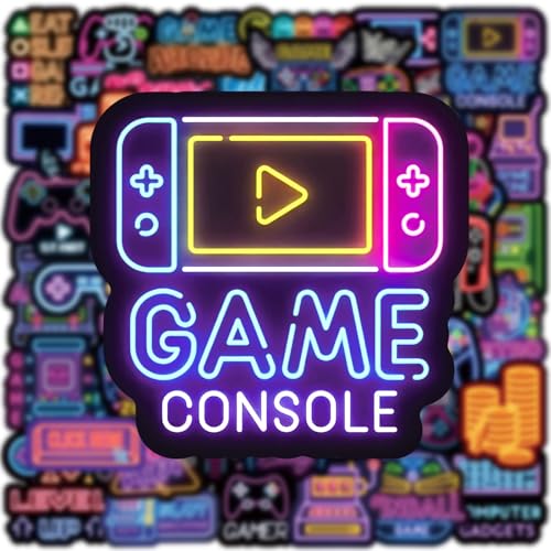 Neon Gamepad Stickers, 50 Pcs Cool Neon Game Sticker Packs for Kids Classroom Rewards, Waterproof Vinyl Stickers for Water Bottles Laptop Scrapbooking Skateboard Journaling Luggage (Gamepad) - color: Gamepad