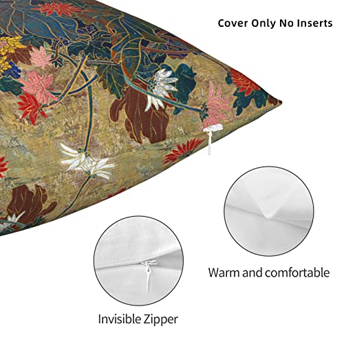 WAZHIJIA Flower Japanese Painting Throw Pillow Cover Couch Pillow Case Square Outdoor Pillow Sofa Bed Pillowcase Decorative 20X20 Inch - size: 20" x 20" (Pack of 1)
