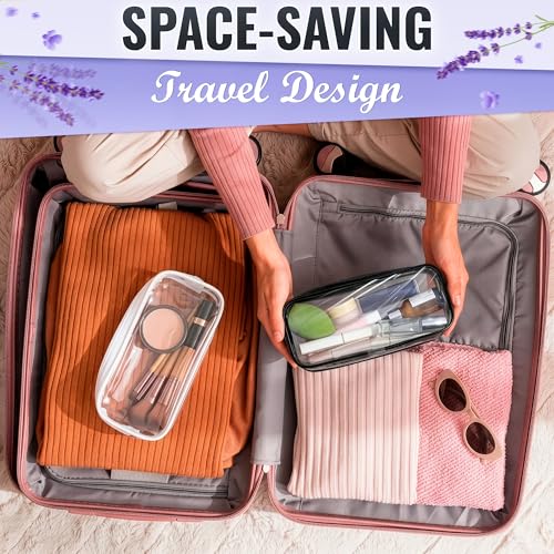 KETAR 2 Pcs Small Clear Makeup Bag for Purse, PVC Plastic (Black and White) - color: Clear Small Makeup Bags (2 Pcs)