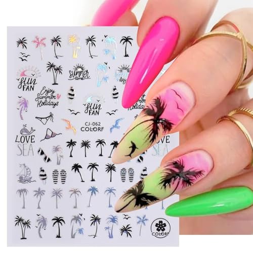 Beach Nail Stickers for Nail Art Nail Decals for Women - color: Colorful-22