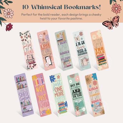 Kaciola Studio10 PCS Booklovers Cute Bookmarks, Funny Bookmarks for Women, Double Sided Bookworm Design Book Lovers Gifts,Book Accessories for Women Men Students Teachers Reading - color: Book Lovers