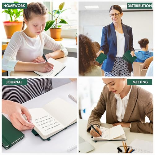 feela 6 Pack Pocket Mini Notebooks Bulk, Small Cute Memo Notepads Hardcover College Ruled Lined Journals with Pen Holder for School Business Work, with 6 Black Pens, 3.5”x 5.5”, A6, Dark Green - color: A6 6 Dark Green